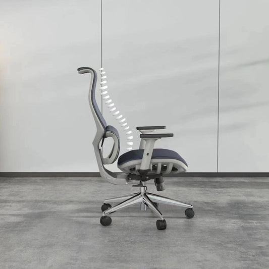 Sedia a braccia fisso moderna posteriore sedia da scrivania in maglia nera/grigia con ruote