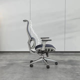 Moderne feste Arme Stuhl hoher Rückenschwarz/Grau -Maschenstuhl mit Rädern