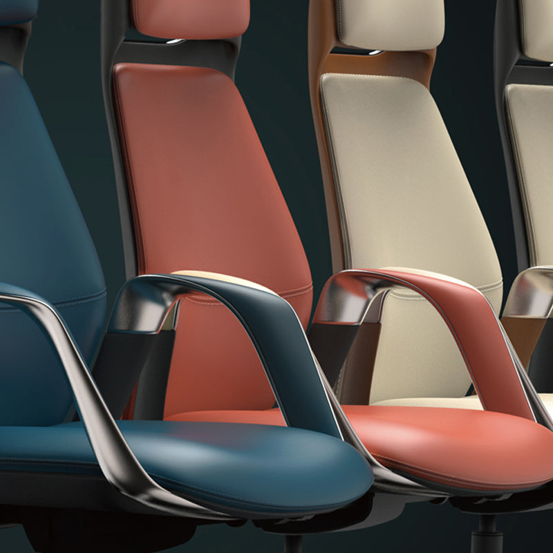 モダンオフィスチェアレザーチルトメカニズムホイール付きの悲惨な人間工学に基づいたデスクチェア