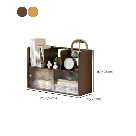 Eigentijdse open achterkant horizontale boekenplank bamboe boekenplank voor kantoor