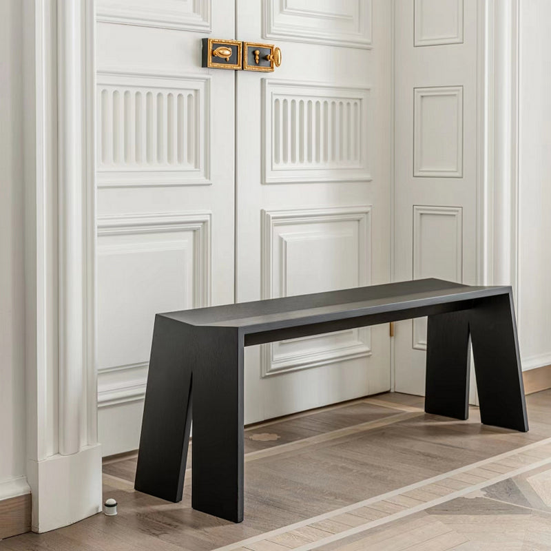 Modern Pine Wood Bench Black Seating Bench with Double Pedestal 47"L x 14"W x 18"H Clearhalo 'Benches' 'Chairs & Seating' 'furn' 'furn_benches' 'Furniture' 'Living Room Furniture' 7171675