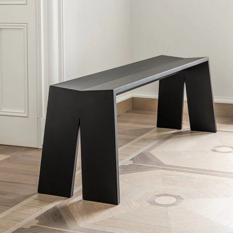 Modern Pine Wood Bench Black Seating Bench with Double Pedestal 39.5"L x 14"W x 18"H Clearhalo 'Benches' 'Chairs & Seating' 'furn' 'furn_benches' 'Furniture' 'Living Room Furniture' 7171676