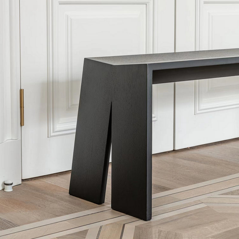 Modern Pine Wood Bench Black Seating Bench with Double Pedestal Clearhalo 'Benches' 'Chairs & Seating' 'furn' 'furn_benches' 'Furniture' 'Living Room Furniture' 7171680