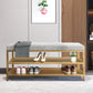 Glam Entryway Cushioned Bench Metal Seating Bench with Shoe Storage 47.2"L x 12.6"W x 18.1"H Grey Clearhalo 'Benches' 'Chairs & Seating' 'furn' 'furn_benches' 'Furniture' 'Living Room Furniture' 7171709