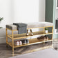 Glam Entryway Cushioned Bench Metal Seating Bench with Shoe Storage 39.4"L x 12.6"W x 18.1"H Grey Clearhalo 'Benches' 'Chairs & Seating' 'furn' 'furn_benches' 'Furniture' 'Living Room Furniture' 7171713