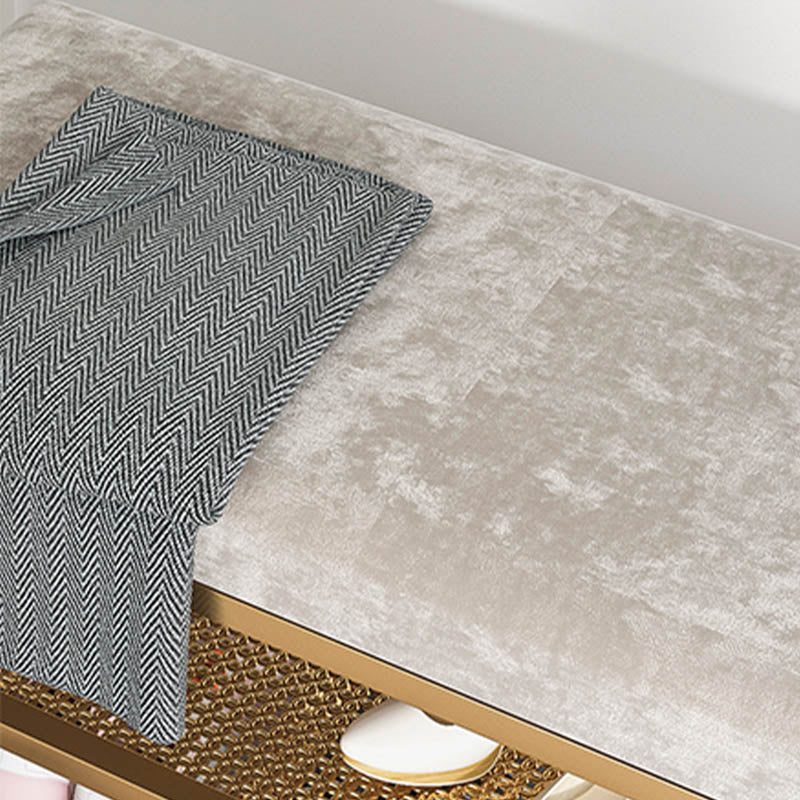 Glam Entryway Cushioned Bench Metal Seating Bench with Shoe Storage Clearhalo 'Benches' 'Chairs & Seating' 'furn' 'furn_benches' 'Furniture' 'Living Room Furniture' 7171716