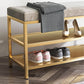 Glam Entryway Cushioned Bench Metal Seating Bench with Shoe Storage Clearhalo 'Benches' 'Chairs & Seating' 'furn' 'furn_benches' 'Furniture' 'Living Room Furniture' 7171717