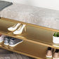 Glam Entryway Cushioned Bench Metal Seating Bench with Shoe Storage Clearhalo 'Benches' 'Chairs & Seating' 'furn' 'furn_benches' 'Furniture' 'Living Room Furniture' 7171718