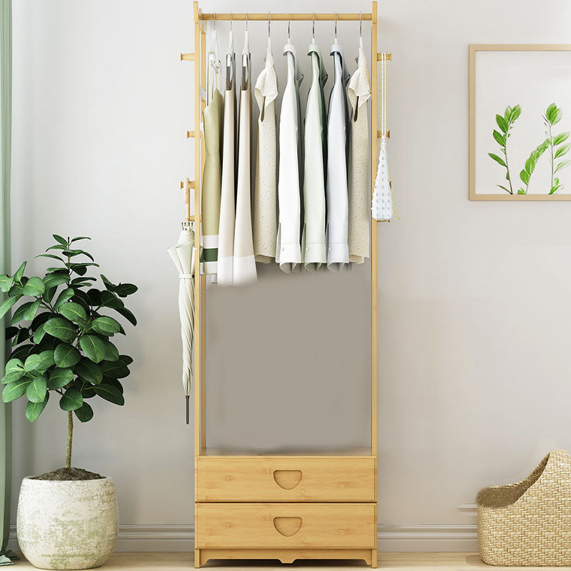 Free Standing Coat Rack Scandinavian Style Wooden Hall Stand with Drawer