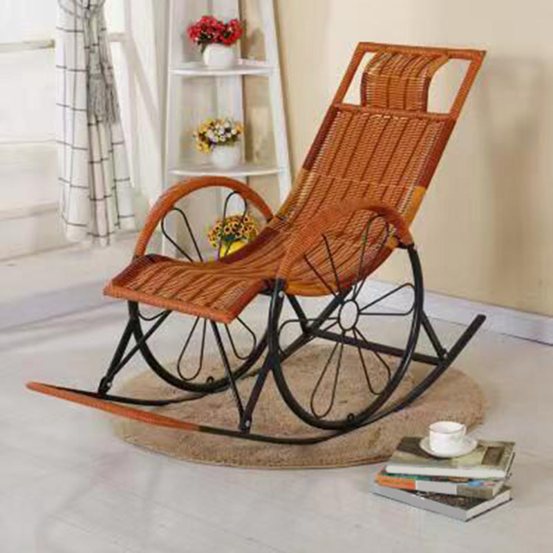 Mid Century Modern Style Rocking Chair Indoor Rattan Rocking Chair Yellowish Red Clearhalo 'Chairs & Seating' 'furn' 'furn_rocking_chairs' 'Furniture' 'Living Room Furniture' 'Rocking Chairs' 'rocking_chairs' 7171914