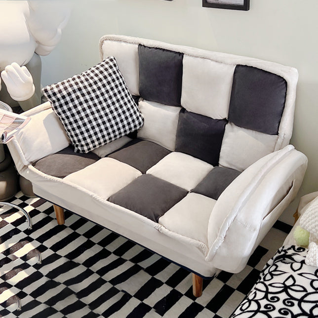 Convertible Leather Sofa Living Room Rolled Arm Loveseat with Pillows