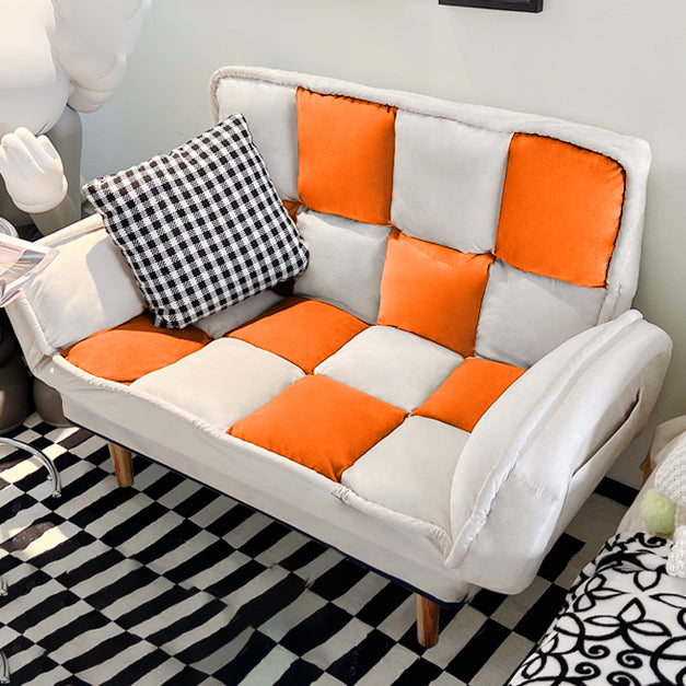 Convertible Leather Sofa Living Room Rolled Arm Loveseat with Pillows