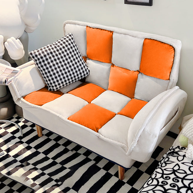 Convertible Leather Sofa Living Room Rolled Arm Loveseat with Pillows