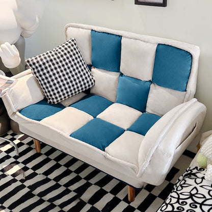 Convertible Leather Sofa Living Room Rolled Arm Loveseat with Pillows