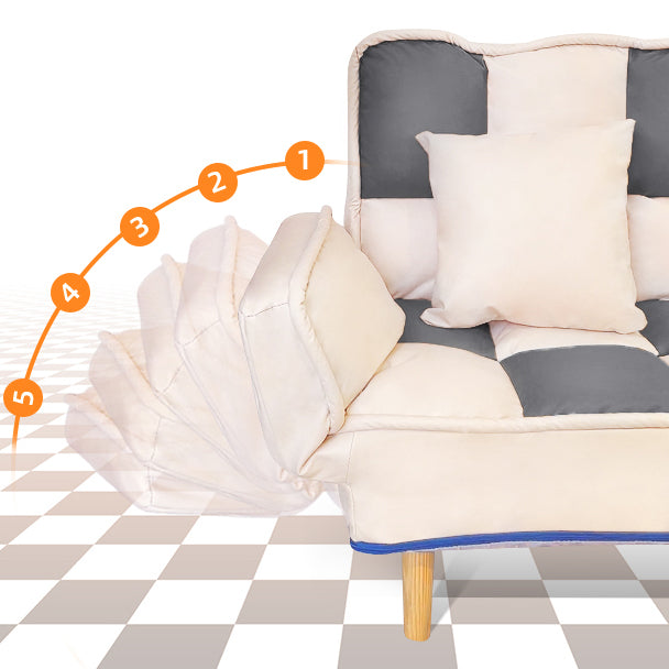 Convertible Leather Sofa Living Room Rolled Arm Loveseat with Pillows