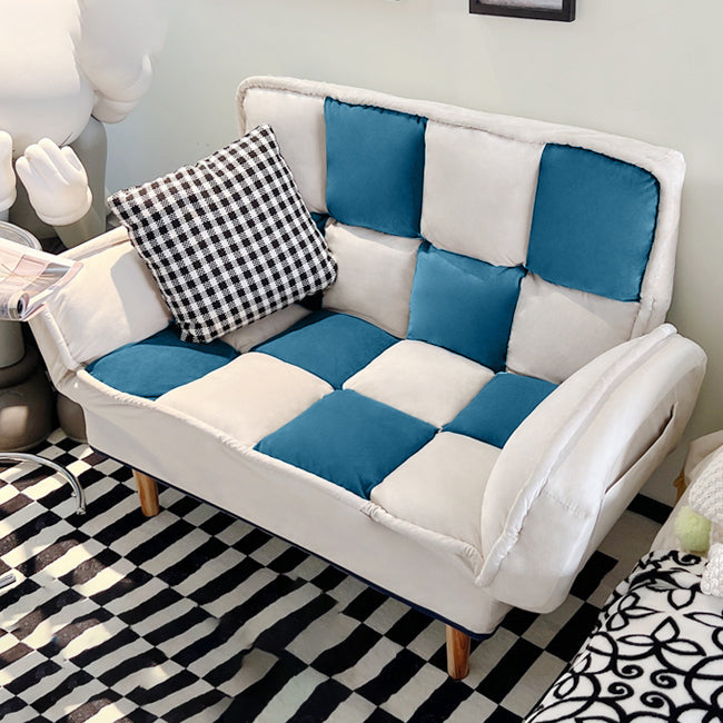 Convertible Leather Sofa Living Room Rolled Arm Loveseat with Pillows