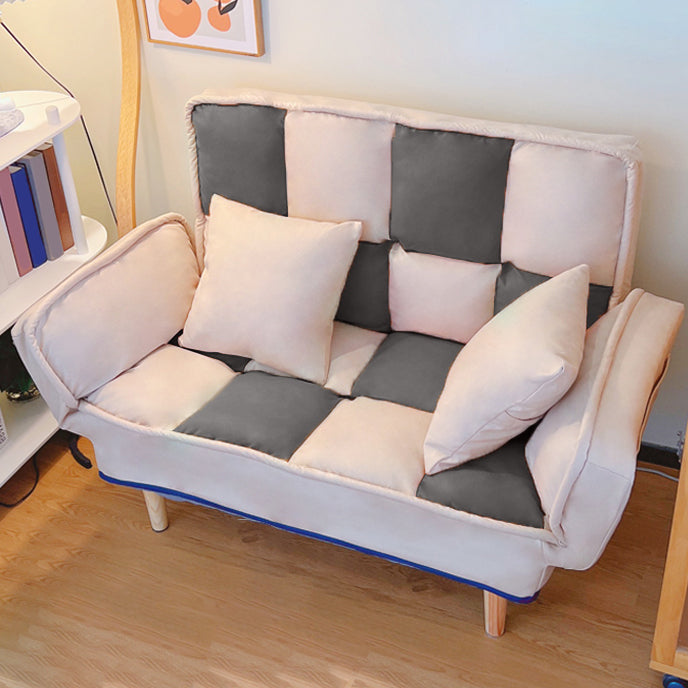 Convertible Leather Sofa Living Room Rolled Arm Loveseat with Pillows