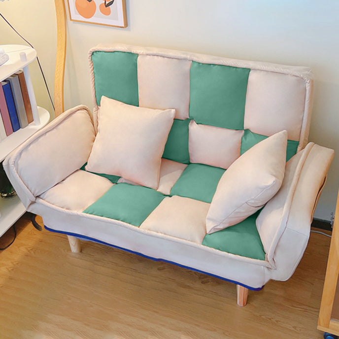 Convertible Leather Sofa Living Room Rolled Arm Loveseat with Pillows