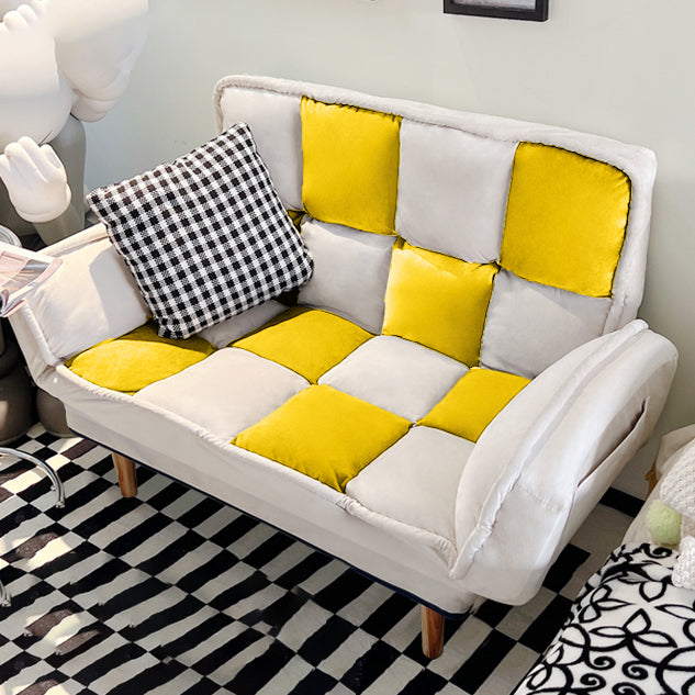 Convertible Leather Sofa Living Room Rolled Arm Loveseat with Pillows