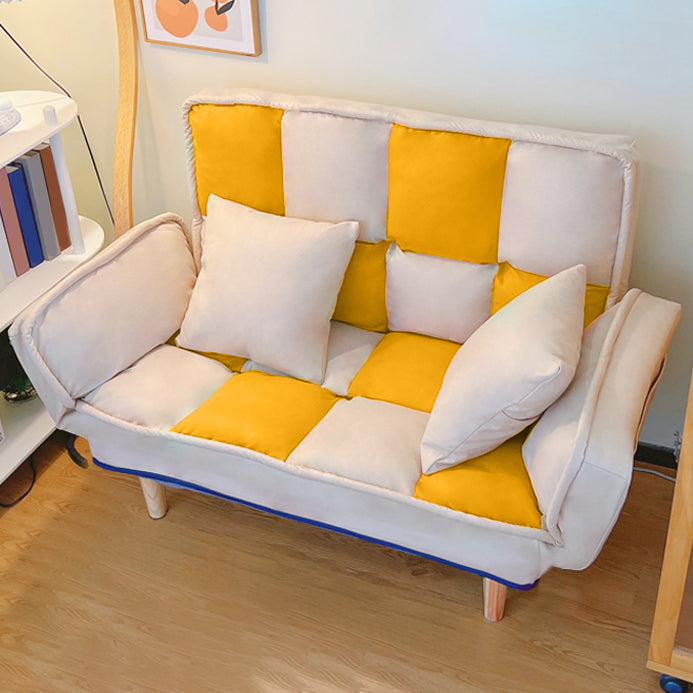 Convertible Leather Sofa Living Room Rolled Arm Loveseat with Pillows