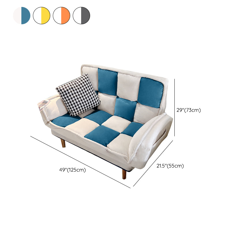 Convertible Leather Sofa Living Room Rolled Arm Loveseat with Pillows