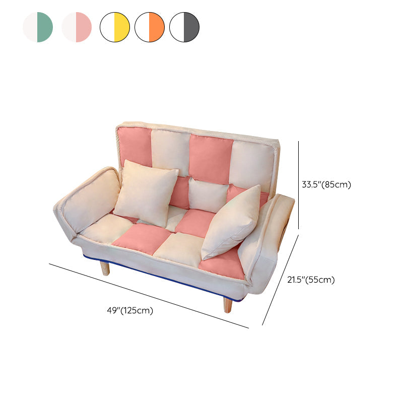 Convertible Leather Sofa Living Room Rolled Arm Loveseat with Pillows