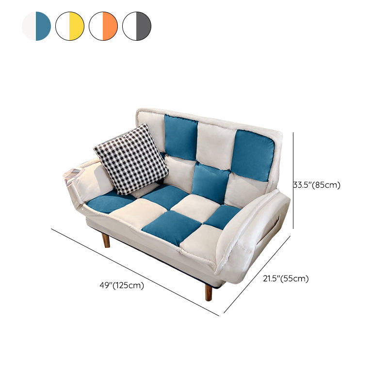 Convertible Leather Sofa Living Room Rolled Arm Loveseat with Pillows