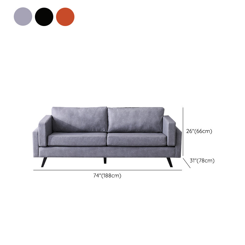 Leather Pillow Back Sofa Square Arm Apartment Seating for Living Room