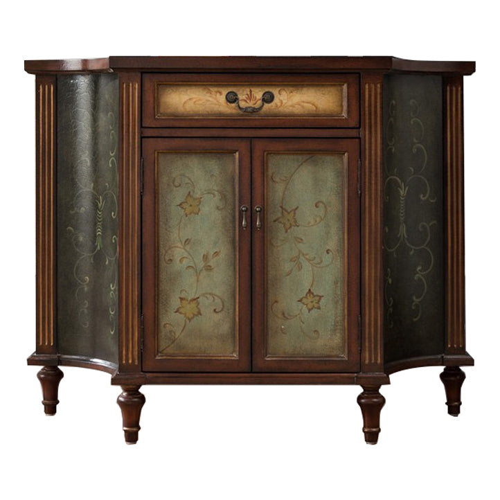 Mid-Century Modern Distressed Wood Storage Cabinet 1 - Door & 1 - Drawer Cabinet 47"L x 16"W x 38"H Brown Clearhalo 'Cabinets & Chests' 'cabinets_chests' 'furn' 'furn_cabinets_chests' 'Furniture' 'Living Room Furniture' 7172141