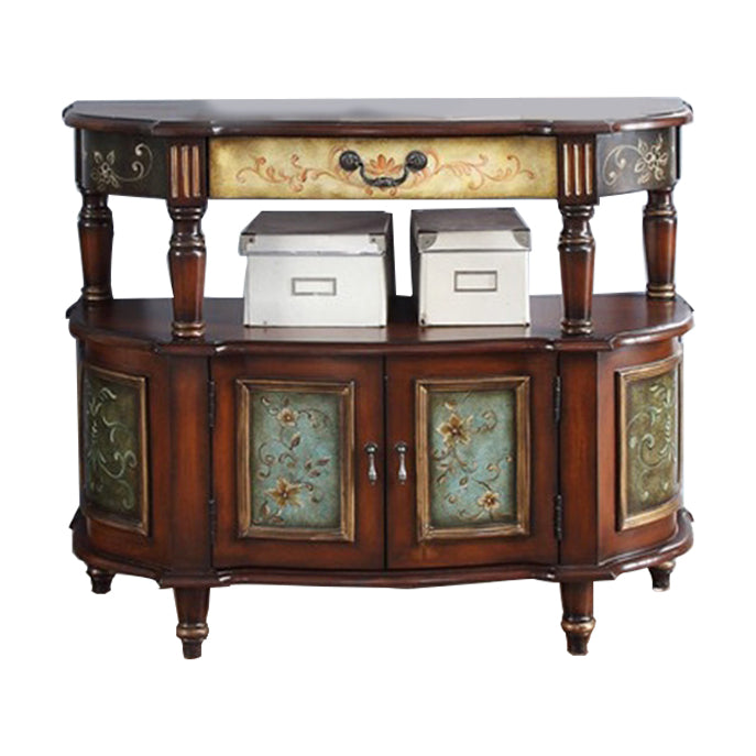 Mid-Century Modern Distressed Wood Storage Cabinet 1 - Door & 1 - Drawer Cabinet 38"L x 16"W x 33"H Brown Clearhalo 'Cabinets & Chests' 'cabinets_chests' 'furn' 'furn_cabinets_chests' 'Furniture' 'Living Room Furniture' 7172143