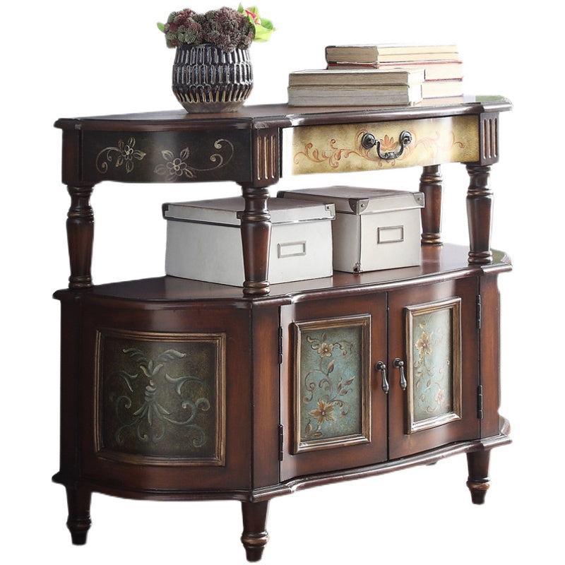 Mid-Century Modern Distressed Wood Storage Cabinet 1 - Door & 1 - Drawer Cabinet Clearhalo 'Cabinets & Chests' 'cabinets_chests' 'furn' 'furn_cabinets_chests' 'Furniture' 'Living Room Furniture' 7172148