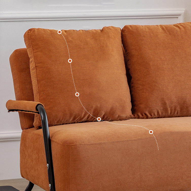 Stationary Settee Square Arm Metal Frame Sofa for Living Room