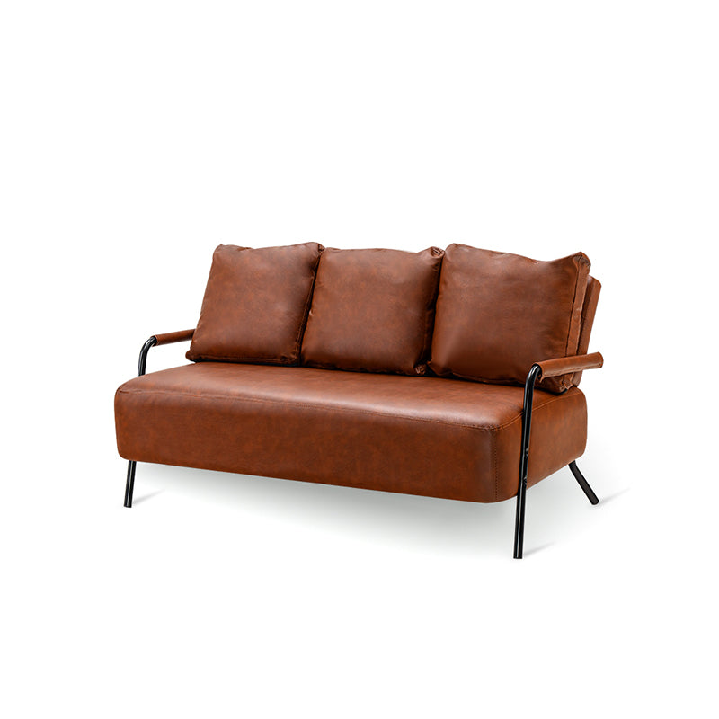 Stationary Settee Square Arm Metal Frame Sofa for Living Room