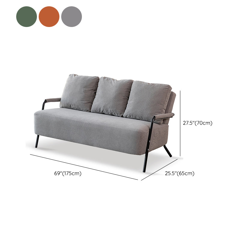 Stationary Settee Square Arm Metal Frame Sofa for Living Room