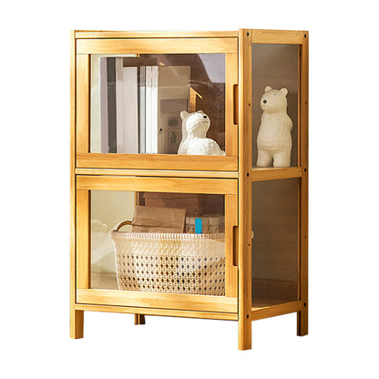 Contemporary Rectangle Accent Cabinet, Brown/Natural/Grey Cabinet with Doors 17"L x 13"W x 27"H Natural Clearhalo 'Cabinets & Chests' 'cabinets_chests' 'furn' 'furn_cabinets_chests' 'Furniture' 'Living Room Furniture' 7172254