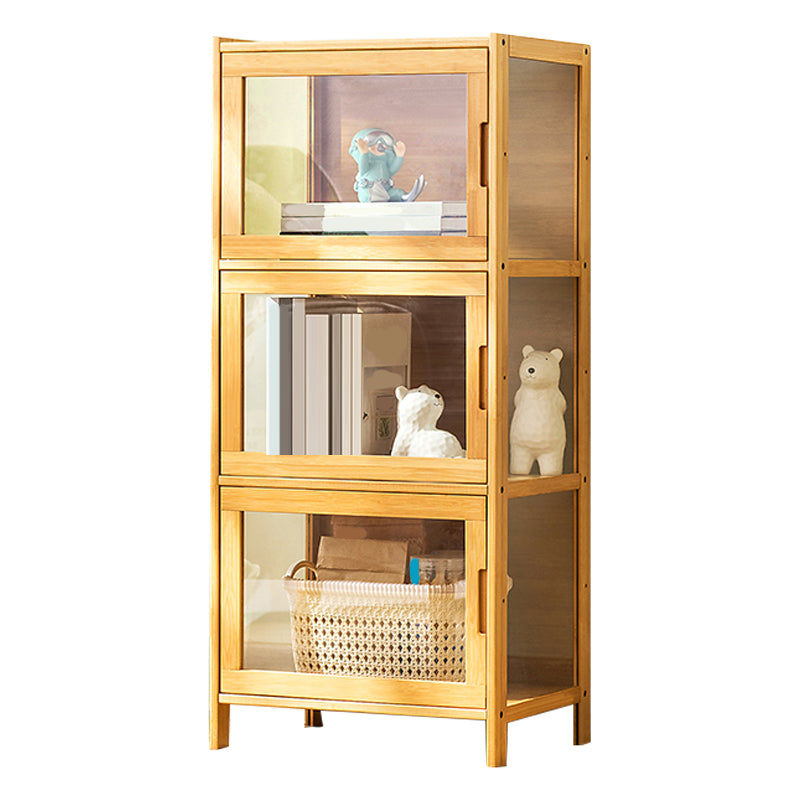 Contemporary Rectangle Accent Cabinet, Brown/Natural/Grey Cabinet with Doors 17"L x 13"W x 38"H Natural Clearhalo 'Cabinets & Chests' 'cabinets_chests' 'furn' 'furn_cabinets_chests' 'Furniture' 'Living Room Furniture' 7172255