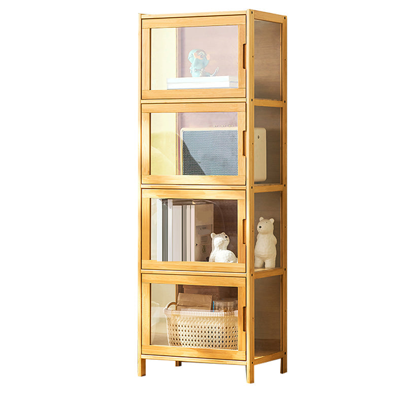 Contemporary Rectangle Accent Cabinet, Brown/Natural/Grey Cabinet with Doors 17"L x 13"W x 49"H Natural Clearhalo 'Cabinets & Chests' 'cabinets_chests' 'furn' 'furn_cabinets_chests' 'Furniture' 'Living Room Furniture' 7172258