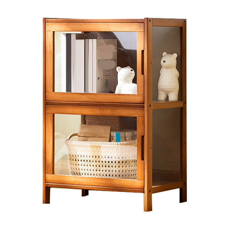 Contemporary Rectangle Accent Cabinet, Brown/Natural/Grey Cabinet with Doors 17"L x 13"W x 27"H Brown Clearhalo 'Cabinets & Chests' 'cabinets_chests' 'furn' 'furn_cabinets_chests' 'Furniture' 'Living Room Furniture' 7172263