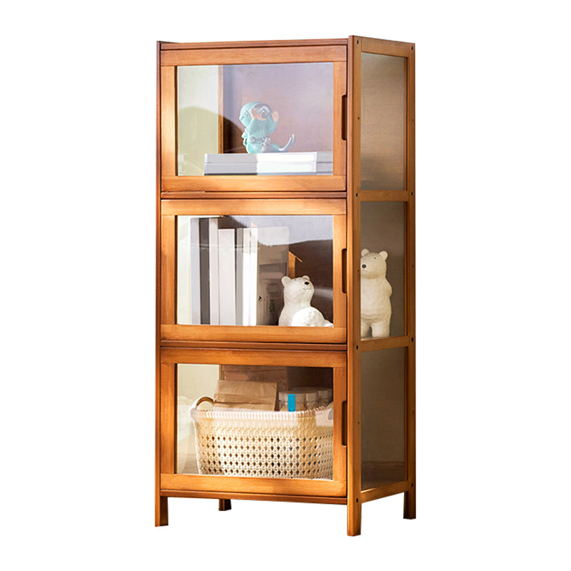 Contemporary Rectangle Accent Cabinet, Brown/Natural/Grey Cabinet with Doors 17"L x 13"W x 38"H Brown Clearhalo 'Cabinets & Chests' 'cabinets_chests' 'furn' 'furn_cabinets_chests' 'Furniture' 'Living Room Furniture' 7172265