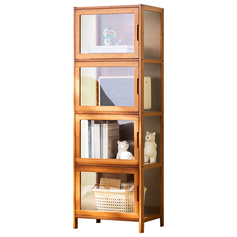 Contemporary Rectangle Accent Cabinet, Brown/Natural/Grey Cabinet with Doors 17"L x 13"W x 49"H Brown Clearhalo 'Cabinets & Chests' 'cabinets_chests' 'furn' 'furn_cabinets_chests' 'Furniture' 'Living Room Furniture' 7172267