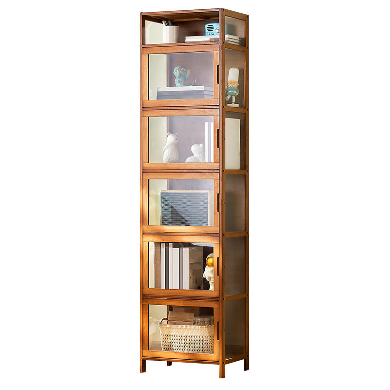Contemporary Rectangle Accent Cabinet, Brown/Natural/Grey Cabinet with Doors 17"L x 13"W x 67"H Brown Clearhalo 'Cabinets & Chests' 'cabinets_chests' 'furn' 'furn_cabinets_chests' 'Furniture' 'Living Room Furniture' 7172272