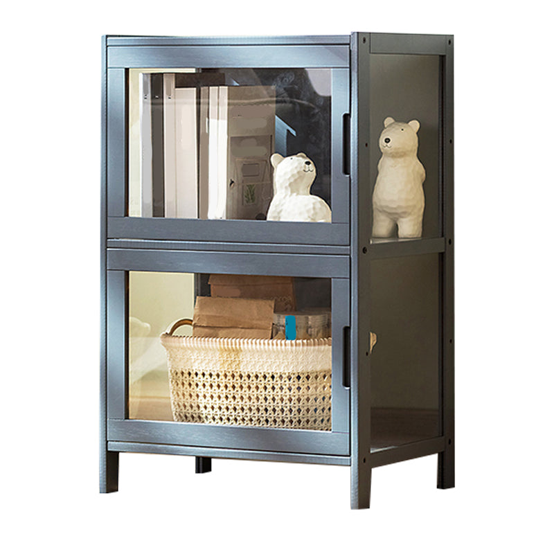 Contemporary Rectangle Accent Cabinet, Brown/Natural/Grey Cabinet with Doors 17"L x 13"W x 27"H Grey Clearhalo 'Cabinets & Chests' 'cabinets_chests' 'furn' 'furn_cabinets_chests' 'Furniture' 'Living Room Furniture' 7172273