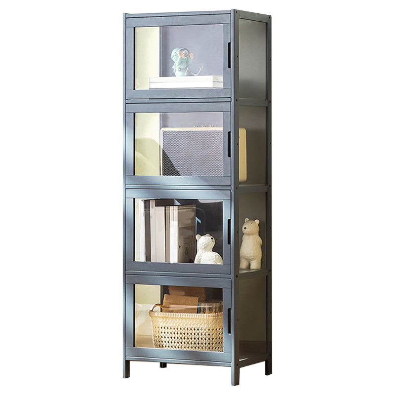 Contemporary Rectangle Accent Cabinet, Brown/Natural/Grey Cabinet with Doors 17"L x 13"W x 49"H Grey Clearhalo 'Cabinets & Chests' 'cabinets_chests' 'furn' 'furn_cabinets_chests' 'Furniture' 'Living Room Furniture' 7172275