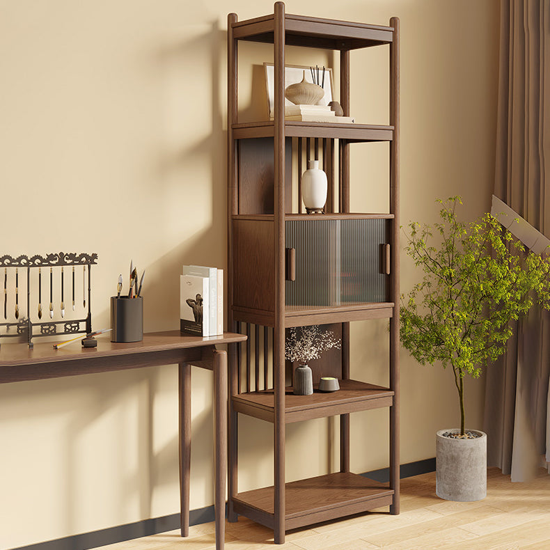 Rectangular Wood Cabinet, Mid-Century Modern Glass Paned Door Storage Cabinet Clearhalo 'Cabinets & Chests' 'cabinets_chests' 'furn' 'furn_cabinets_chests' 'Furniture' 'Living Room Furniture' 7172283