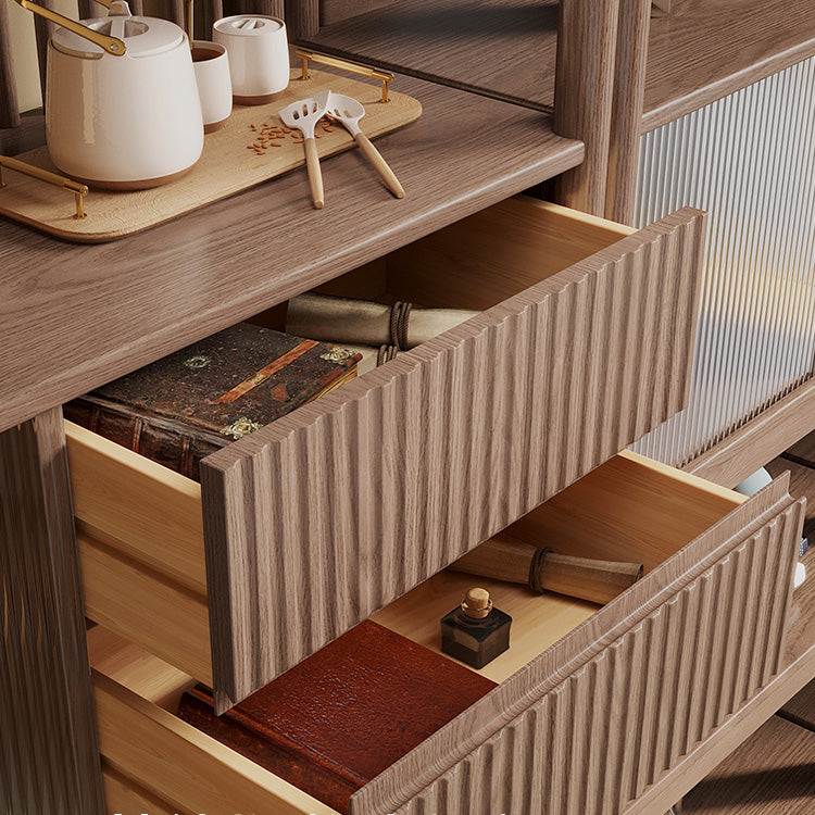 Rectangular Wood Cabinet, Mid-Century Modern Glass Paned Door Storage Cabinet Clearhalo 'Cabinets & Chests' 'cabinets_chests' 'furn' 'furn_cabinets_chests' 'Furniture' 'Living Room Furniture' 7172290