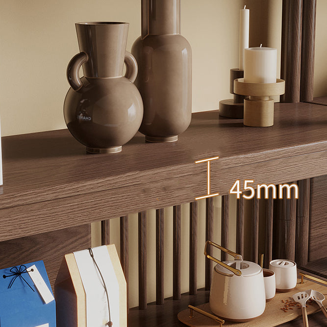 Rectangular Wood Cabinet, Mid-Century Modern Glass Paned Door Storage Cabinet Clearhalo 'Cabinets & Chests' 'cabinets_chests' 'furn' 'furn_cabinets_chests' 'Furniture' 'Living Room Furniture' 7172296