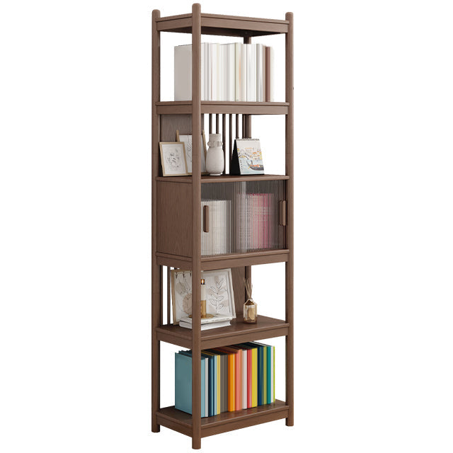 Armoire en verre brune / naturel, armoire moderne en bois massif du milieu du siècle