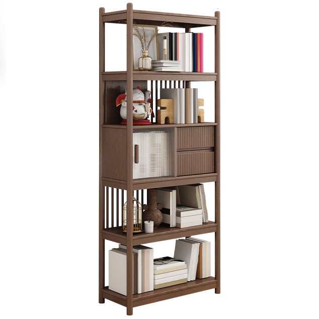 Armoire en verre brune / naturel, armoire moderne en bois massif du milieu du siècle