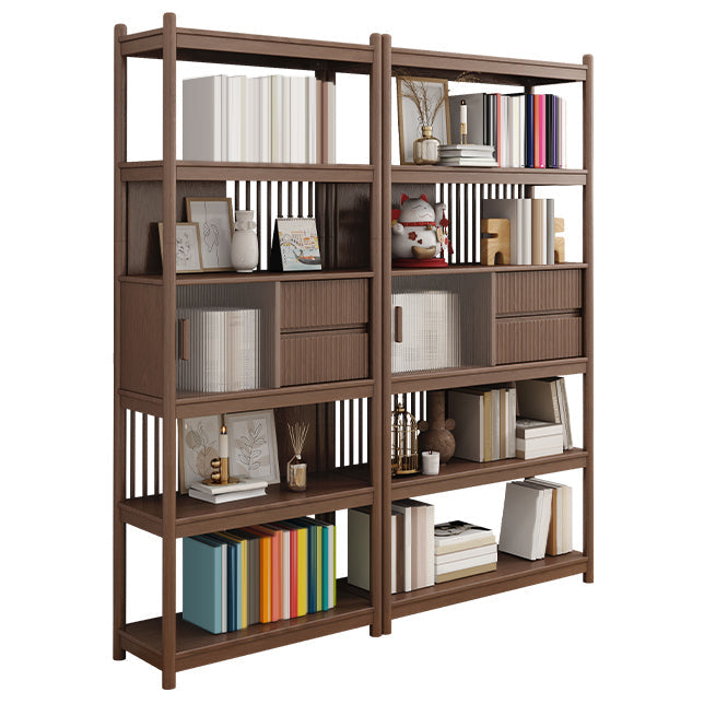 Bruin/natuurlijk glazen kabinet, massief houten midden-eeuwse moderne kast