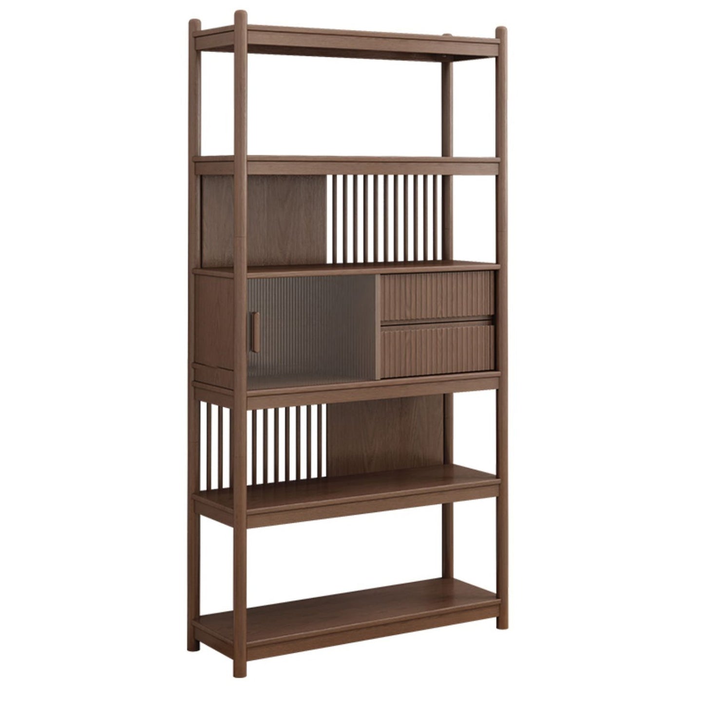 Armoire en verre brune / naturel, armoire moderne en bois massif du milieu du siècle